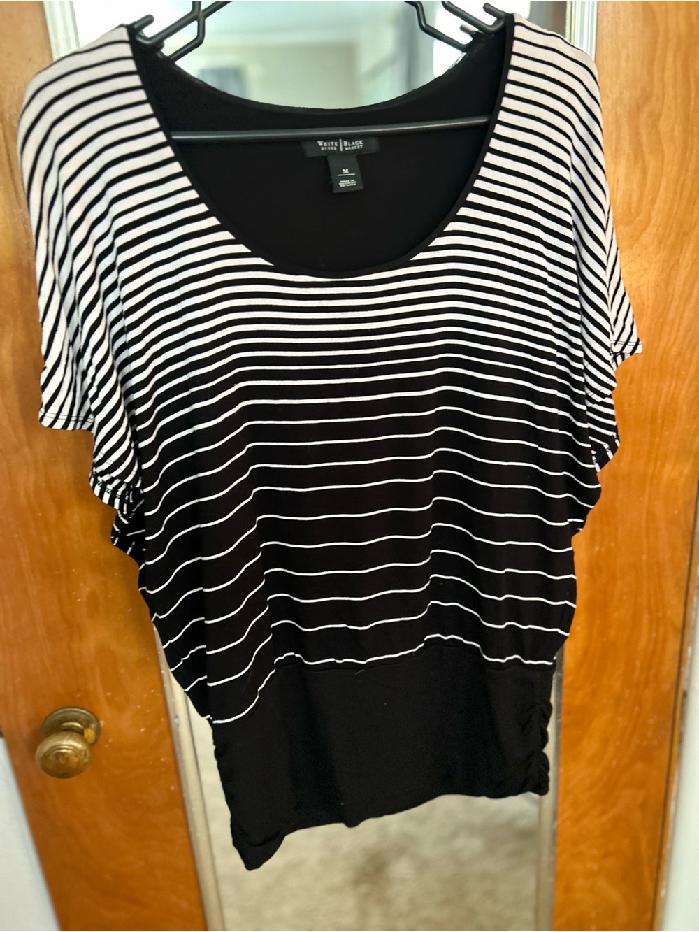 White House Black Market Black & White Striped Dolman Sleeve Tee